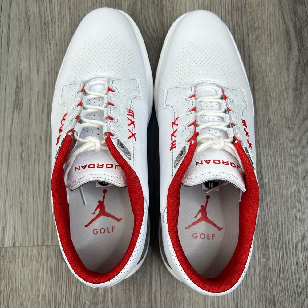 New Nike Air Jordan ADG 5 Mens Size 10 Golf Shoes White Fire Red FQ7874-101 - Picture 6 of 8